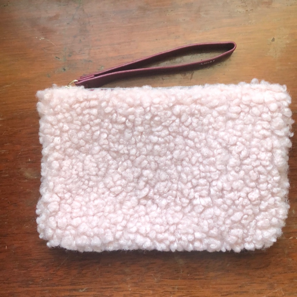 Pink Faux Sheerling Cosmetic Bag